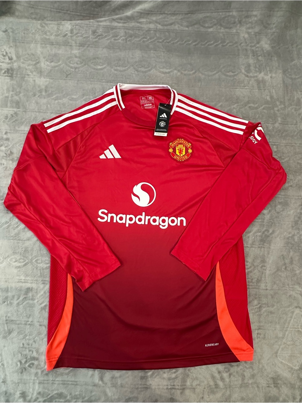 adidas Red Manchester United Long-Sleeve Training Jersey
